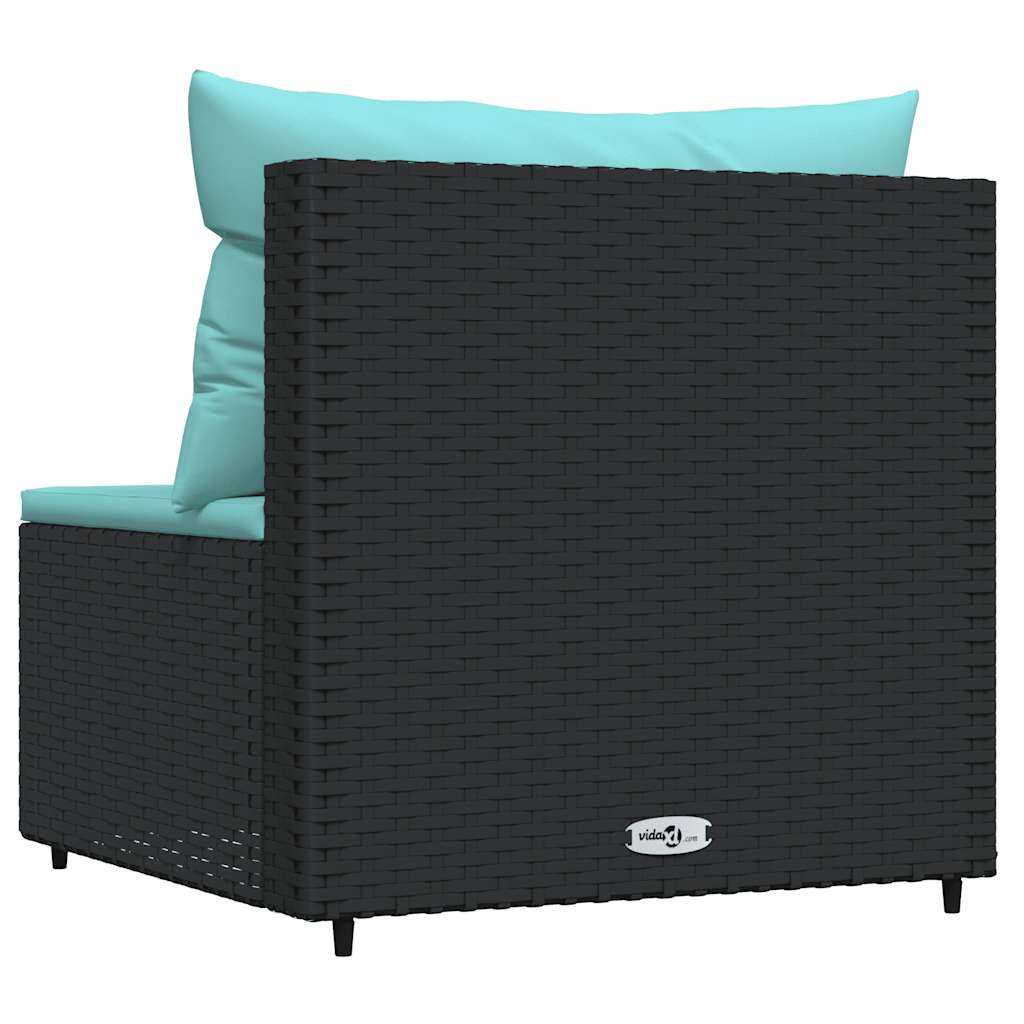 Garden Center Sofa with Cushions Black Poly Rattan