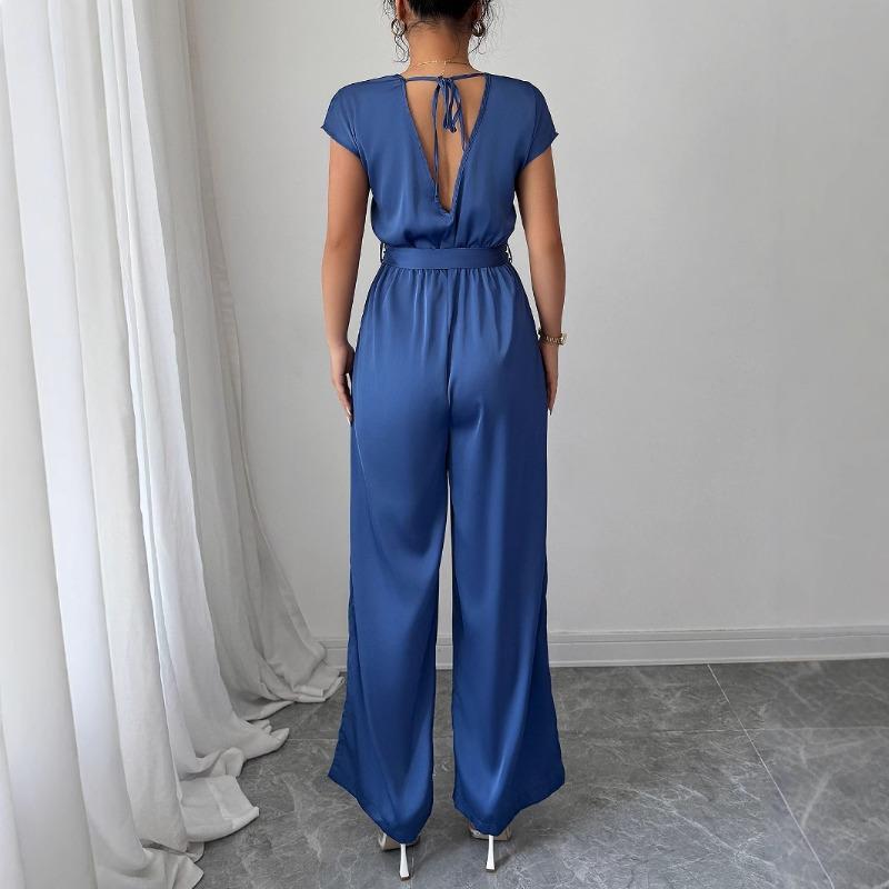 Einfacher und modischer Deep-V High-End Wide-Leg Jumpsuit Damen Frühling und Sommer