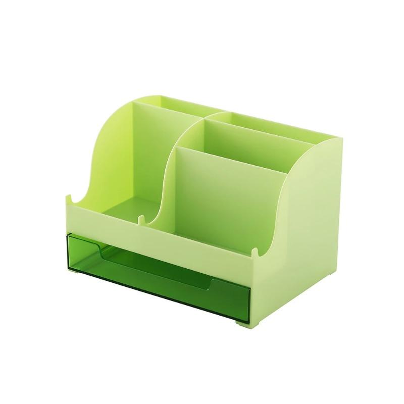 Desktop Storage Box Pen Holder Stationery Cosmetics Lipstick Organizer With Drawer Roomy Debris Storage Office Home
