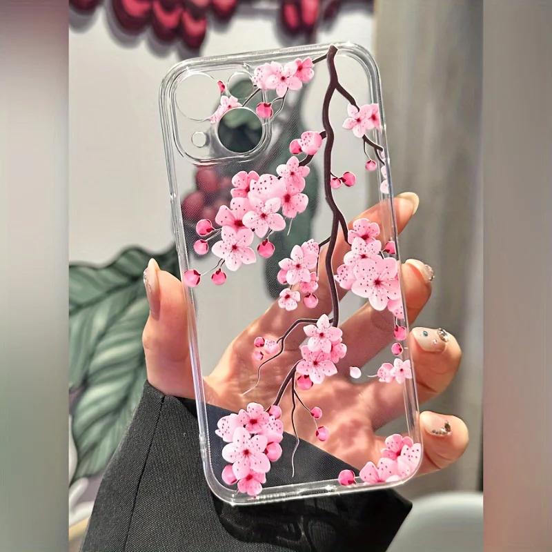 Wzorowe Przezroczyste Drukowane Kwiatowe Etui Pokrowce Skórzane Dla Iphone Xiaomi Samsung Pokrowiec na Telefon Odporny na Zarysowania