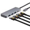 Amazon Basics USB 3.2/3.1 Gen 2 Hub Dock, 10Gbps, USB-C To 1x USB-C / 3x USB-A, Compatible with Windows/Mac, Silver and Black