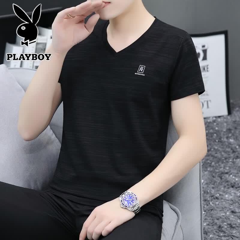 Playboy Men s Summer Ice Silk V-neck T-shirt M
