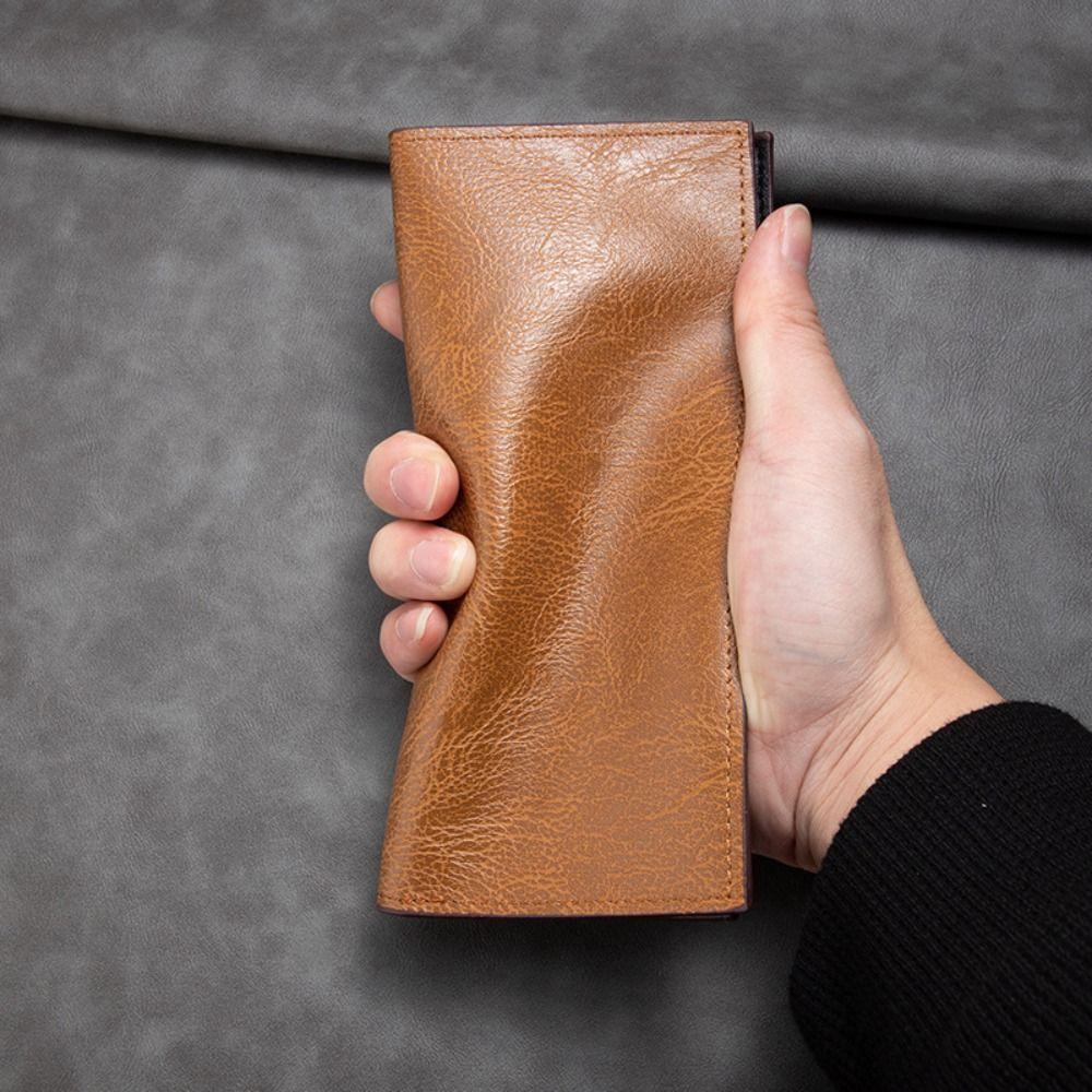 PU Leather Long Wallet For Men Durable Multiple Slots Men Card Holder Thin Soft Men Wallet Card Bag Large Banknote Money Purses