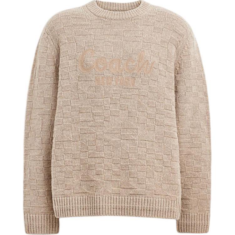 Coach FW24 Letter Embroidery Crew Neck Pullover Sweater Men sweater Light-Brown CT065-OTM