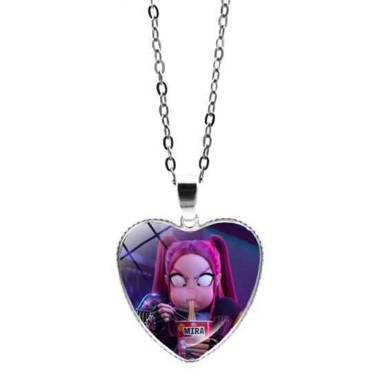Korean Pop Hunters Necklace Anime Merchandise Necklace Cute Heart Pendant Anime Girl Group Necklace Gift for Movie Fans