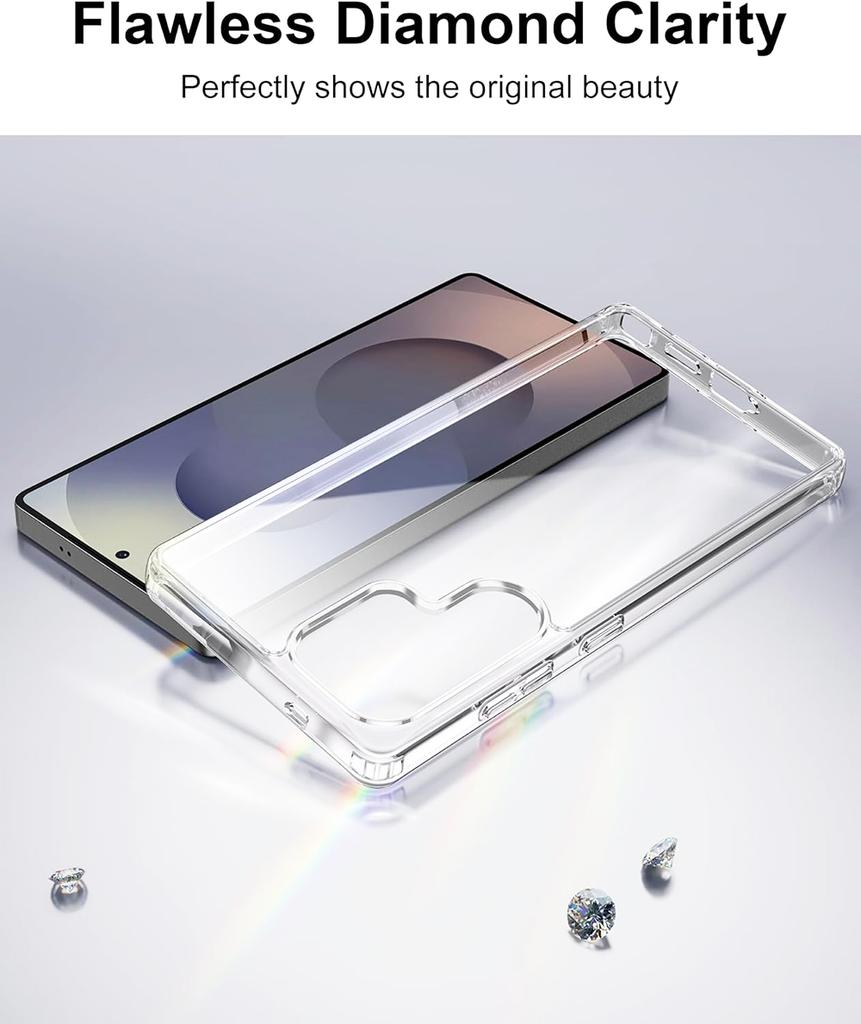 Clear Hybrid Hard Back Cover Case For Samsung Galaxy S25 S24 Ultra Plus Transparent Silicone Soft Shell Shockproof S 25 S25Ultra