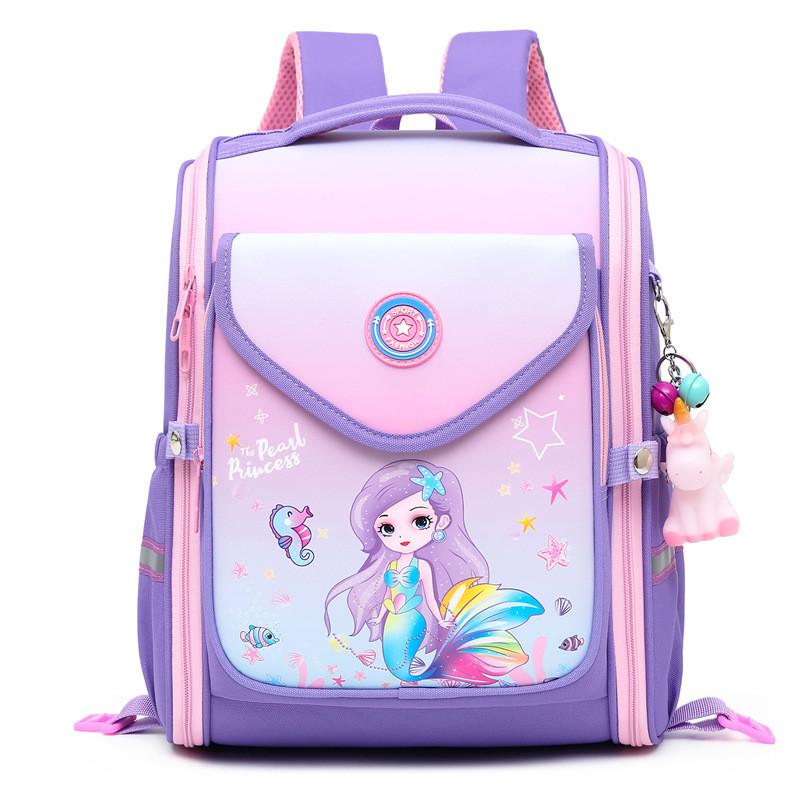 Breathable And Lightweight Mermaid Themed Kids Backpack For Grades 1 To 3 With Cute Fun Style And Comfort Features Purple