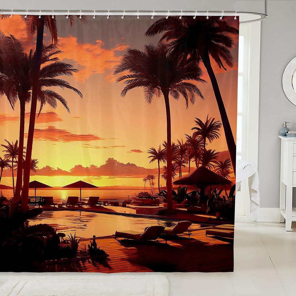 Funny Swimming Dog Fabric Shower Curtain Cute Pet Shower Curtain for Kids Ocean Theme Bathroom Waterproof Accessories with