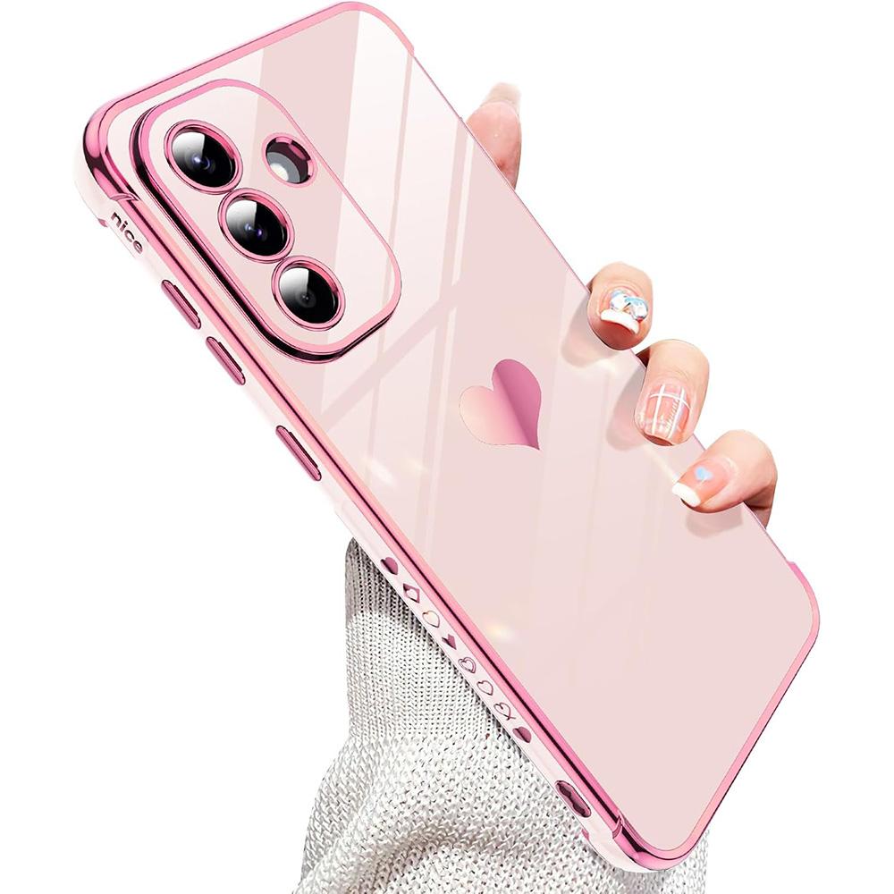 Luxury Glitter Plating Silicone Soft Case For Samsung Galaxy A56 A36 A26 A16 A55 A35 A25 A15 A54 A34 A14 Love Candy Color Glossy