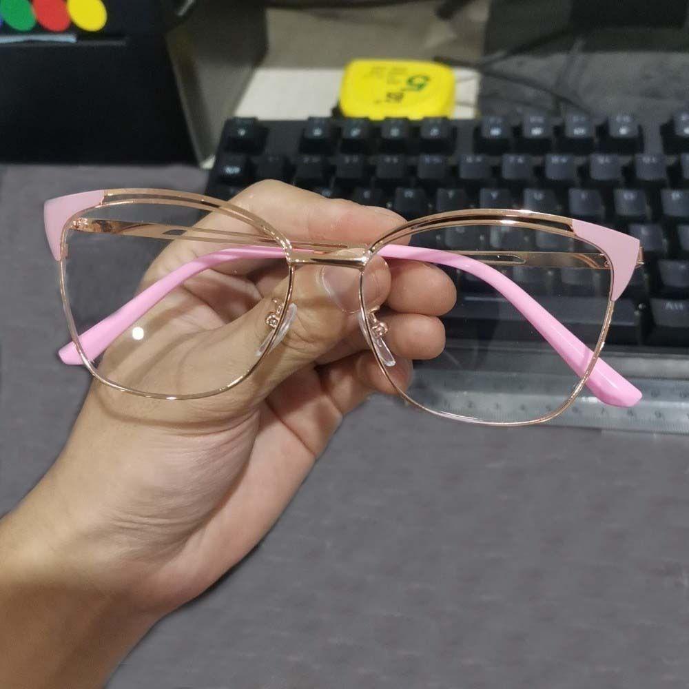 Lightweight Anti Blue-lay Eyewear Zinc Zinc Alloy Women Plain Glasses New Cat Eye Glasses  Business
