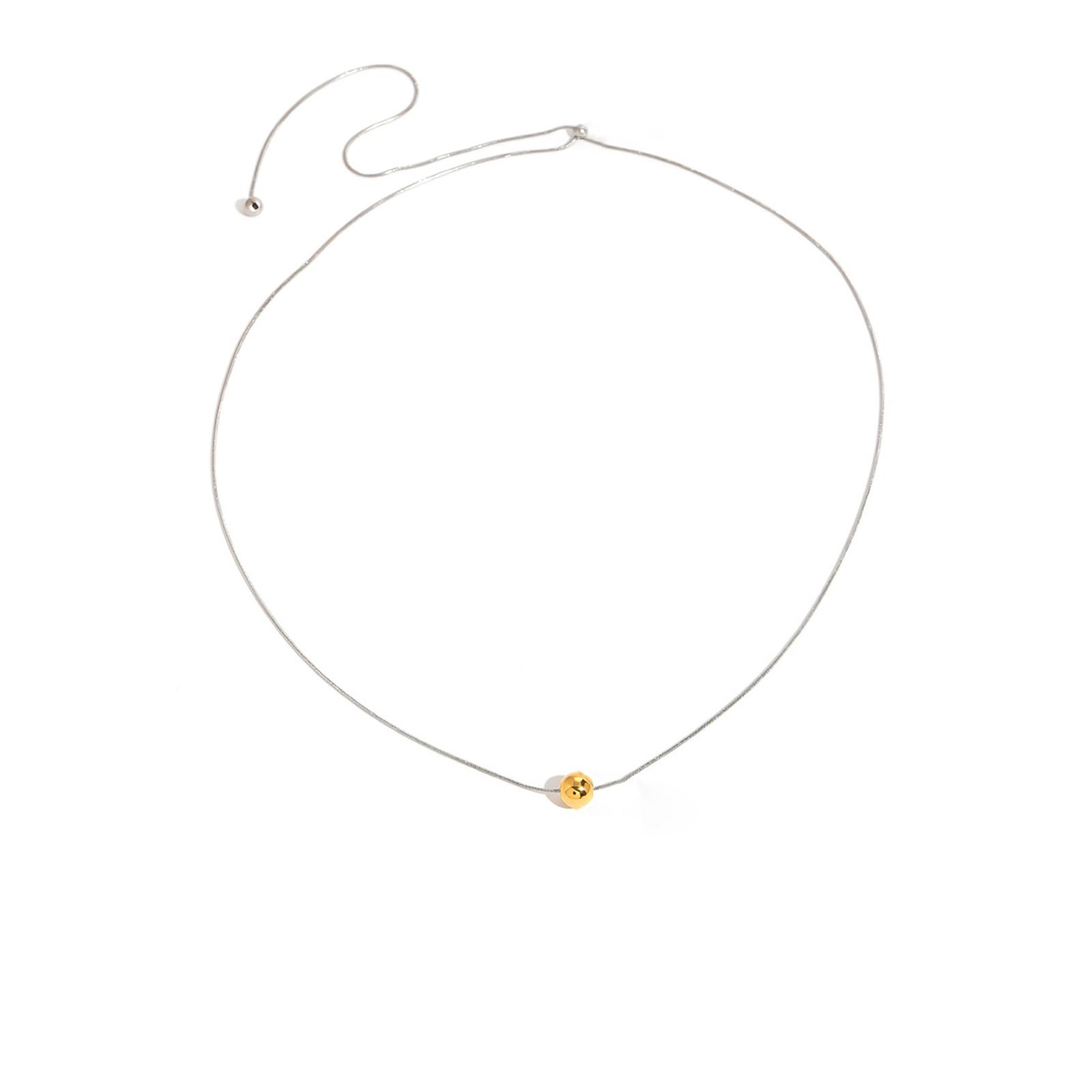 

Delicate Stainless Steel Adjustable Necklace and Bracelet Set for Unisex with Round Ball Pendant Luxury Jewelry B