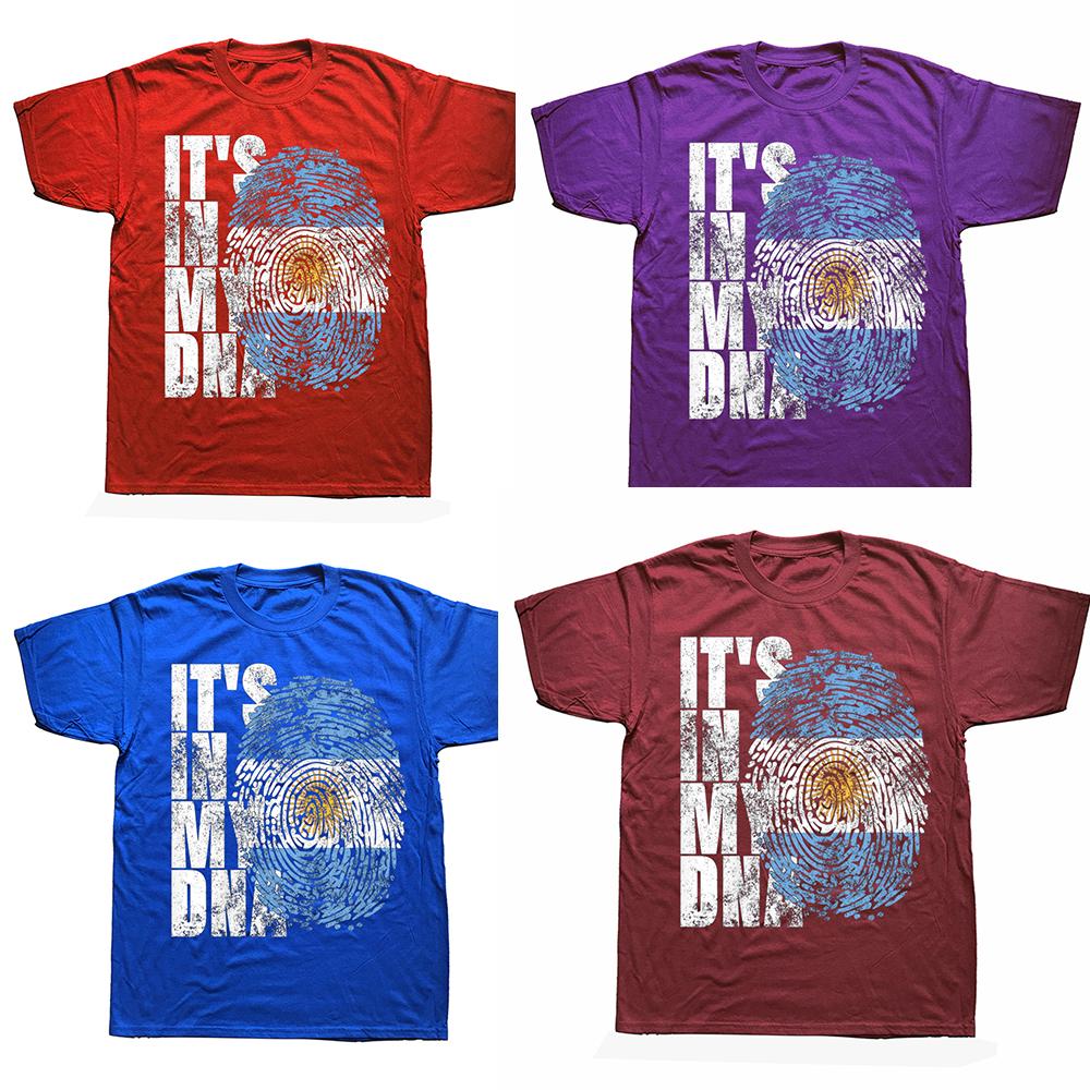 Funny It's In My DNA Argentinian Cool Gift Argentina Flag T Shirts Summer Boyfriend Cotton Streetwear Birthday Gifts T-shirt Men
