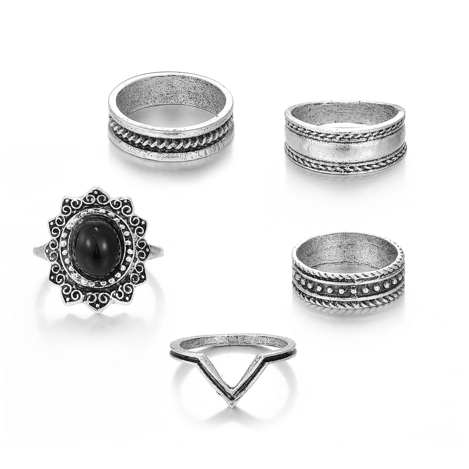 

Женский темперамент, элегантный модный богемный панк-женский комплект колец, ювелирное кольцо серебряный