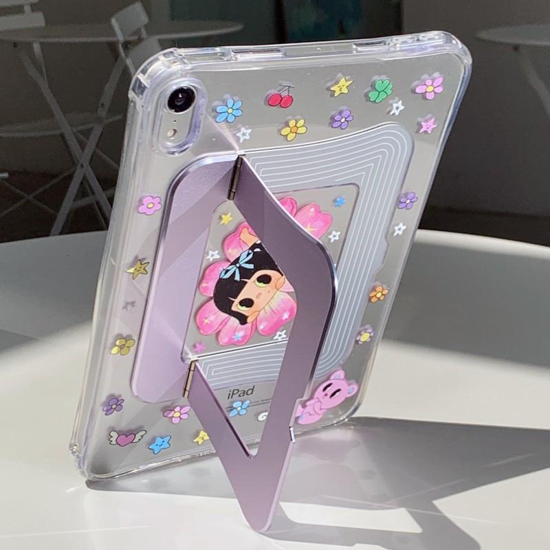Cartoon Floral Girl Case IPad Mini 6 7 Air 4 5 10.9 Inch With Cushion Shockproof Stand Cover