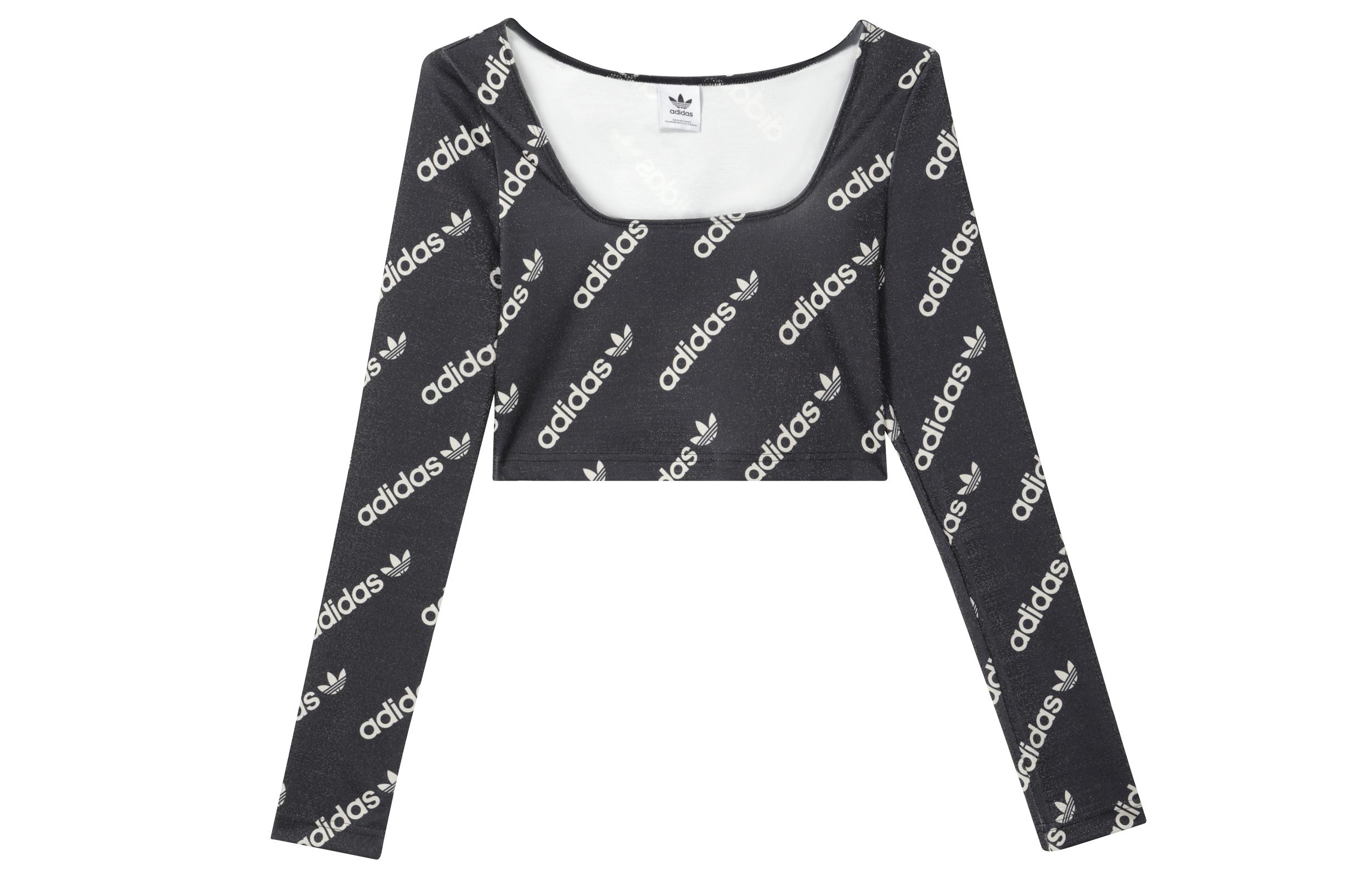 Adidas Originals Crop Tops Women s Black Square Collar Moderate HM4894 30