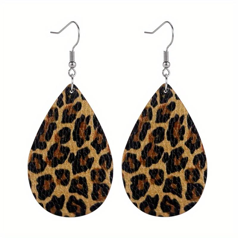 Creative Leopard Pattern PU Leather Earrings for Women Elegant Fashion Earring Accessories for Banquets, Parties, Mother's Day, Gifts