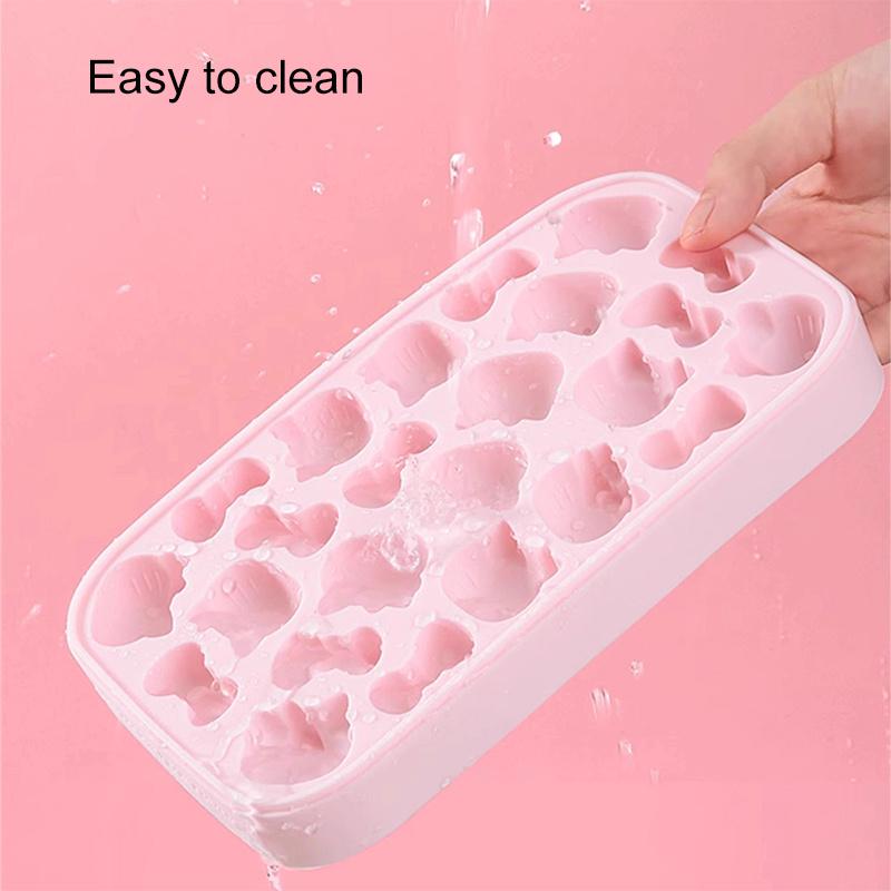 Kitten Kt Press Ice Cube Mold - Cute Cartoon Silicone Ice Tray, Household Ice Making And Storage Box