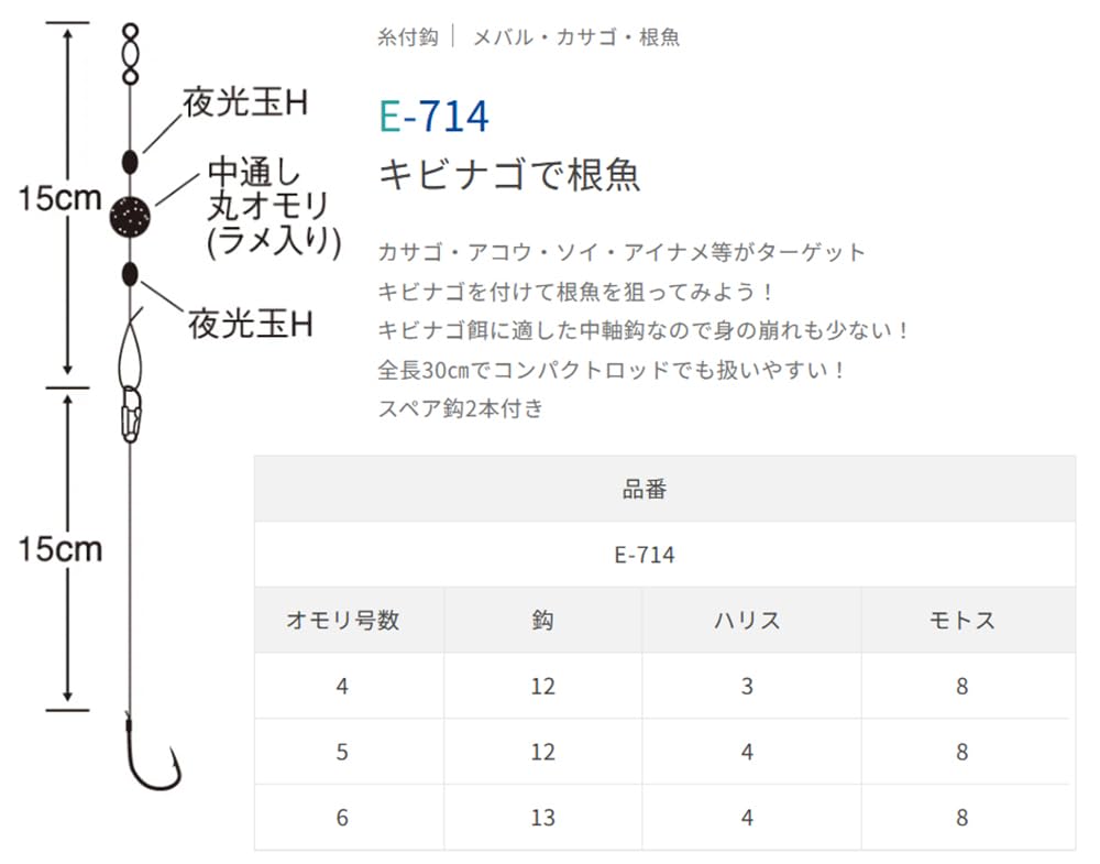 Sasame Needle (Sasame) E-714 Kibinago Root Fish No. 5