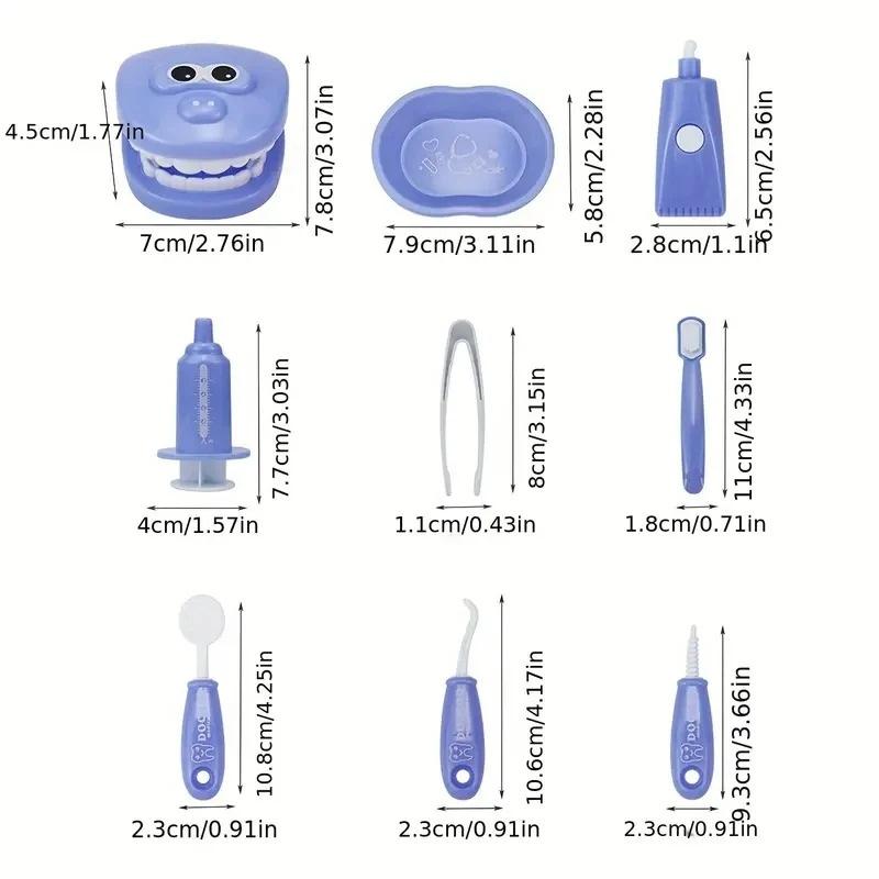 9PCS Dental Pretend Play Set Preschool Educational Dentist Play Kit with Teeth Model Fun Pretend Play Doctor Kit for Kids
