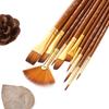 10Pcs/Set Round Flat Angle Artist Paint Brushes Set Wooden Pole Drawing Art Brush  Gift