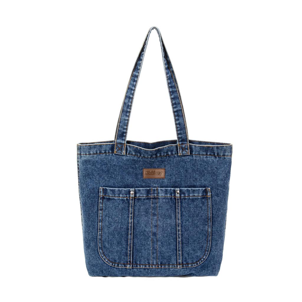 Retro Casual Tote Bag - Versatile Denim Fabric Shoulder Bag
