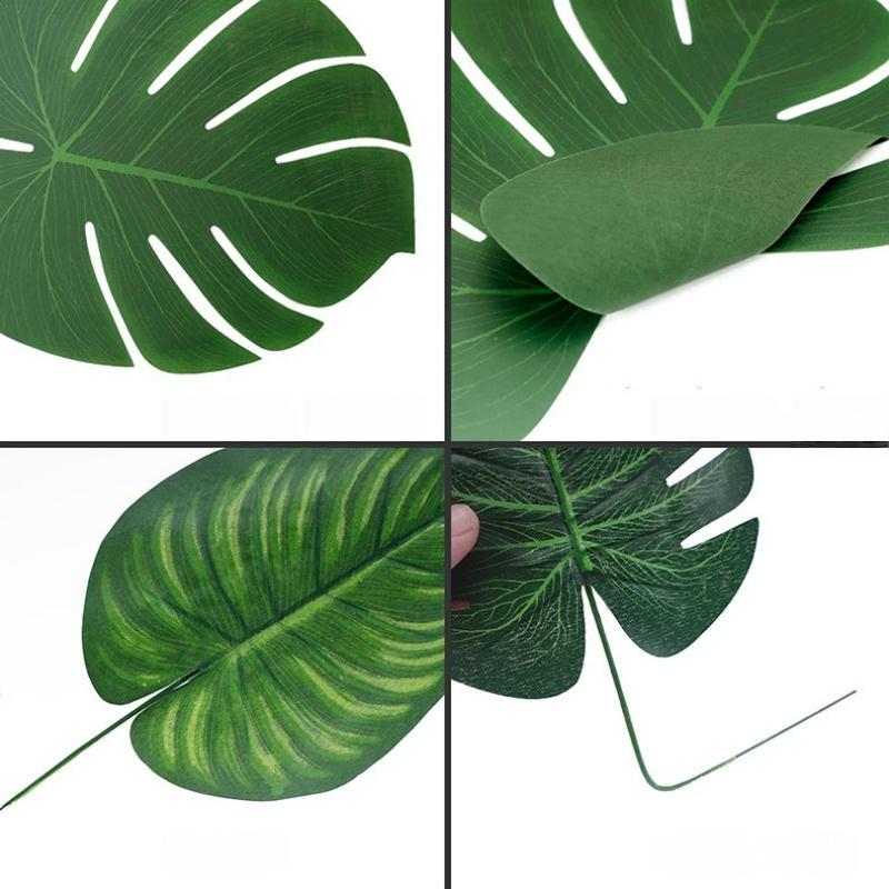 10/56pcs Tropical Palm Leaves Set - Artificial Safari Jungle Leaf Decorations with Stems for Party Home Accents