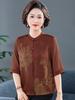Spring/Summer Medium-Sleeve Shirt for Middle-Aged/Elderly Women - Stylish Cardigan Top