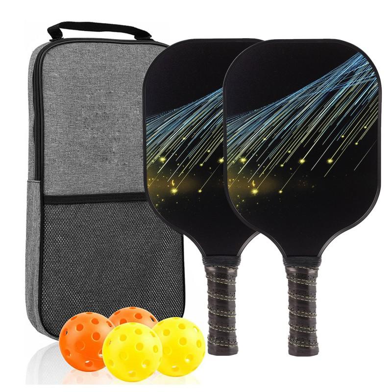 Glass Fiber Pickleball Paddle Set With Carry Bag 2 Paddles 4 Balls Outdoor Racquet Sport Equipment Beginners Recreational