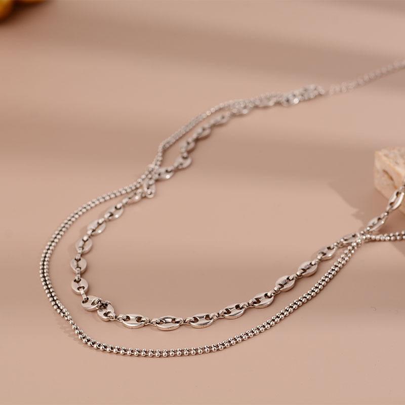 Retro High-End Double Chain Pig Nose Necklace Female Collarbone Chain Niche Design Accessories