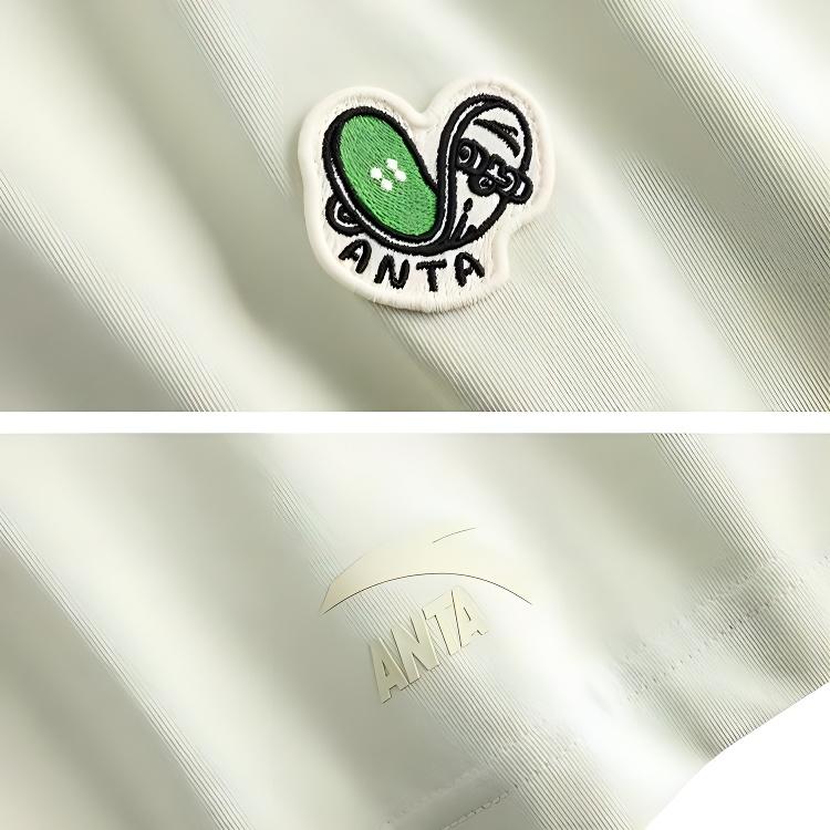 Anta Casual Solid Color Round Neck Comfortable Breathable Short Sleeve T-Shirt Unisex Tops Ivory 972528116-1