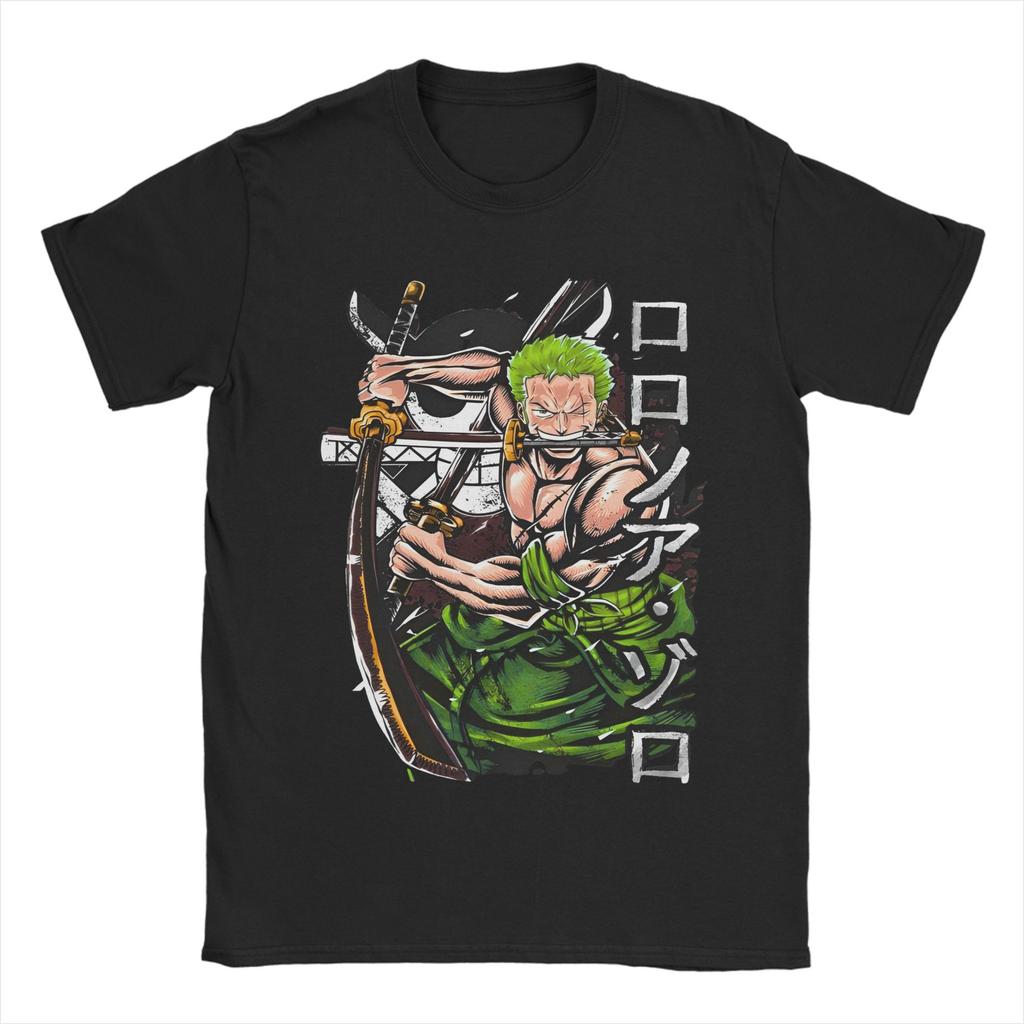Unisexs Zoro T Shirt Ones Pieces Pure Cotton Clothing Vintage Short Sleeve Crew Neck Tee Shirt Plus Size Tshirt