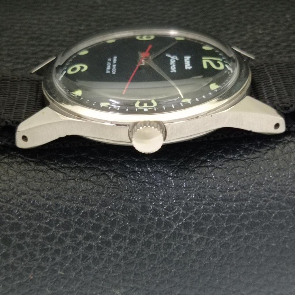 VINTAGE HMT JAWAN HAND-WINDING INDIAN MENS BLACK COLOR DIAL WATCH A702054-5 R208-a702054