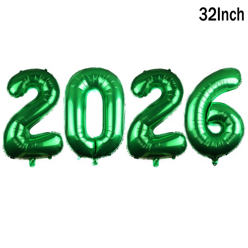 4pcs/set 2026 New Year Balloons Christmas Digital Foil Balloon Home Decor Chinese Spring Festival Baloon Navidad Party Supply