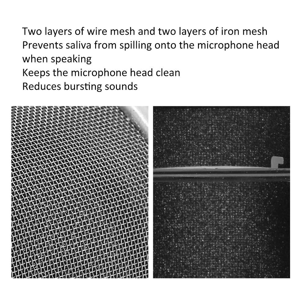 Easy To Assemble U Shape Microphone Windscreen Adjustable Lightweight Mesh Shield Mic Shield Spraying Reduce