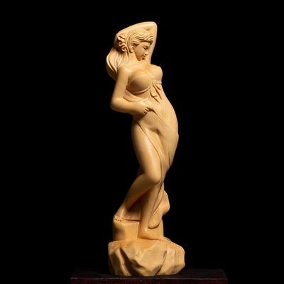 Huangyang Wood Carving Creative, High-quality Solid Wood Living Room Decoration Carving Crafts, Car Sexy Beauty Ornaments