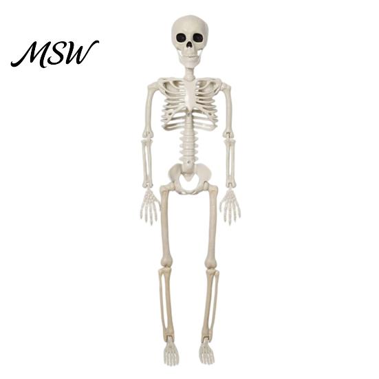 Posable Skeleton Prop for Haunted House Halloween Decoration, 3Ft Life Size Full Body Human Bone, Realistic Standing Horror Atmosphere with