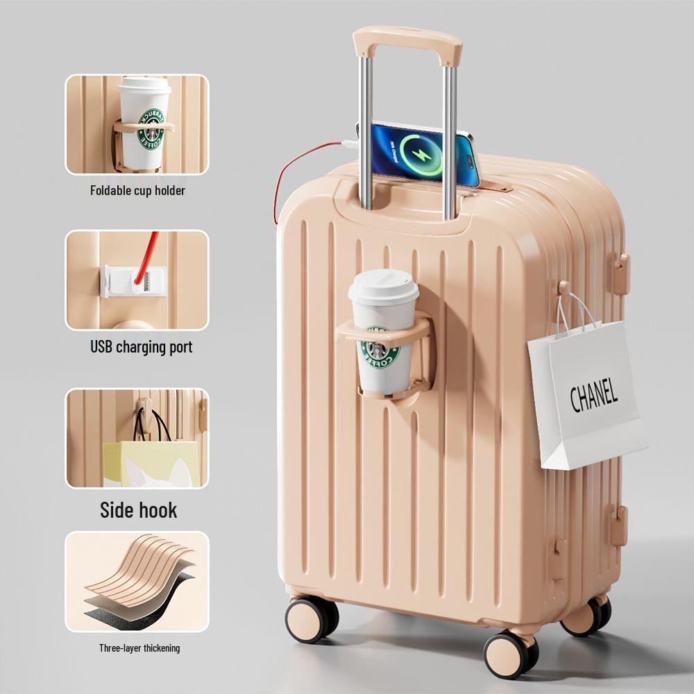 New Style Ins Durable Multifunctional Student Suitcase with Large Capacity and Password Lock Spinner Wheels