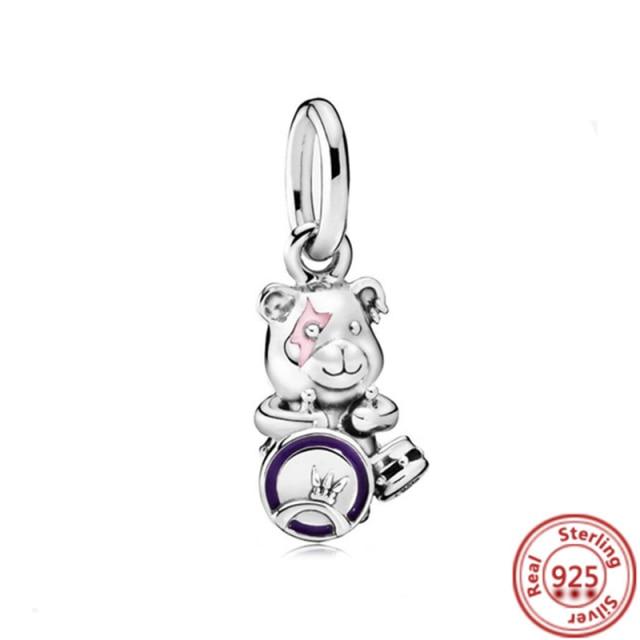 925 Silver Love Collection Beaded Pendant Charm Accessory Bracelet Women 'S Diy Jewelry