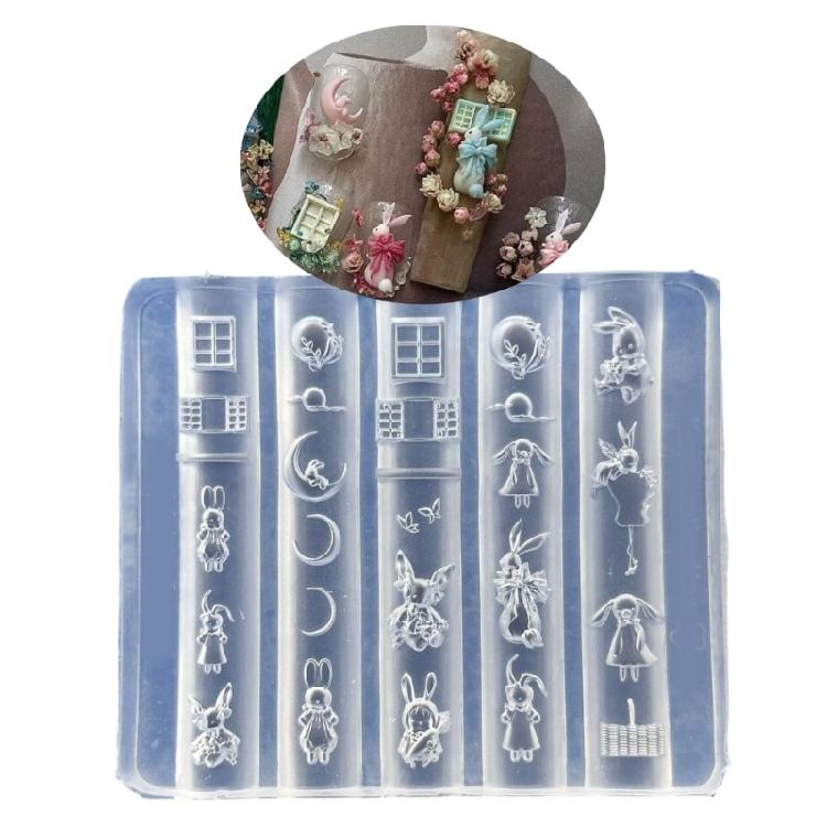 Molde de Silicone Macio de Coelho para Design de Unhas para Entusiastas de Artesanato Ferramenta Reutilizável Simplifica Criações de Manicures Intrincadas