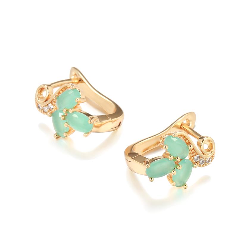 Kinel Green Stone Kolczyki angielskie w kolorze różowego złota dla kobiet