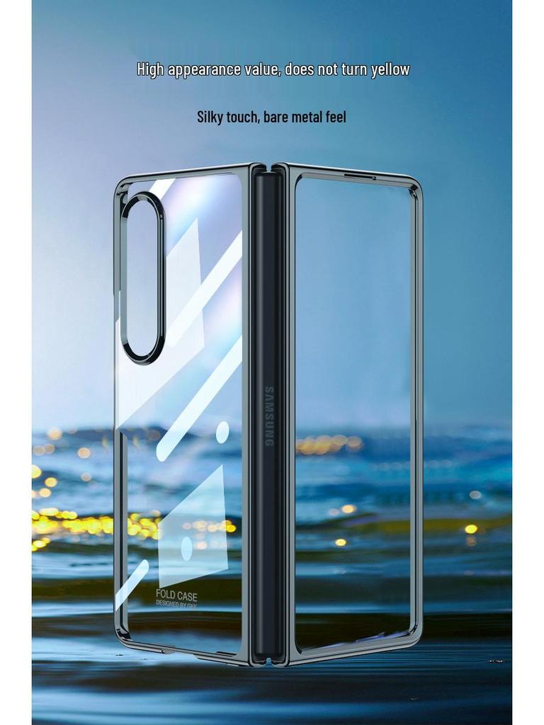 Samsung Fold4 Electroplated Phantom Transparent PC Hard Shell Case - Solid Color, Foldable Protection