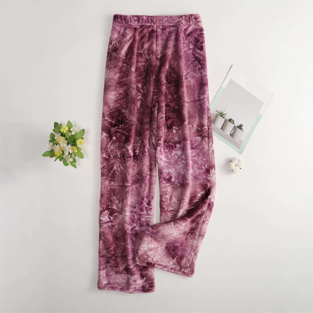 Women Pajama Pants Plush Sleep Pants Soft Elastic Waist Pajama Bottoms Patterned Pants With 2 Pockets