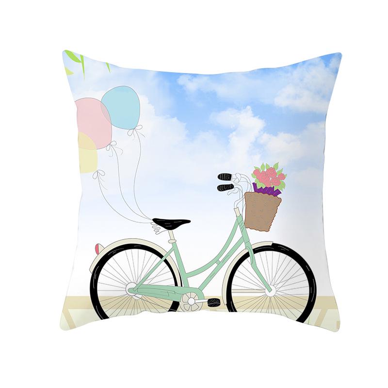 Flower and Grass Bicycle Pillow Cover for Home Ins Nordic Pillow Photo Small Fresh Cushion