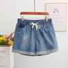 Women's Plus Size Stretch Denim Shorts, Casual Elastic Waist, Straight Leg, Lightweight, Extra Large, 300 Jin