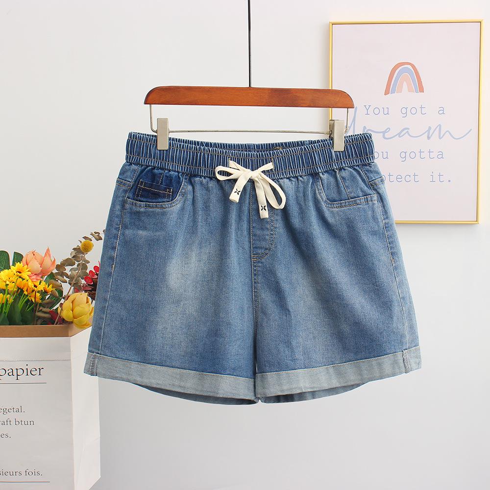 

Women s Plus Size Stretch Denim Shorts, Casual Elastic Waist, Straight Leg, Lightweight, Extra Large, 300 Jin 7XL джинсовий синього кольору