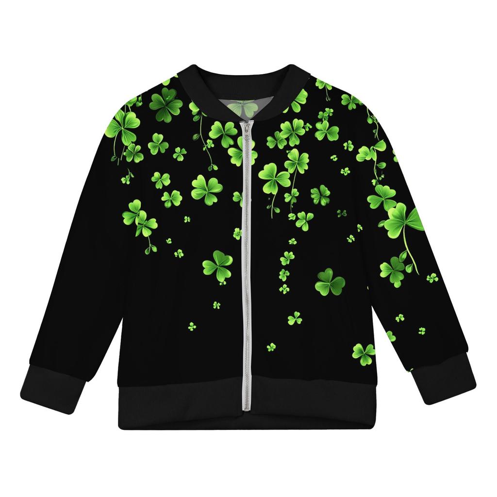 Dívčí bundy na zip Dětské podzimní mikiny s dlouhým rukávem Svrchní oděvy s kapsami St. Den svatého Patrika 5-15 let