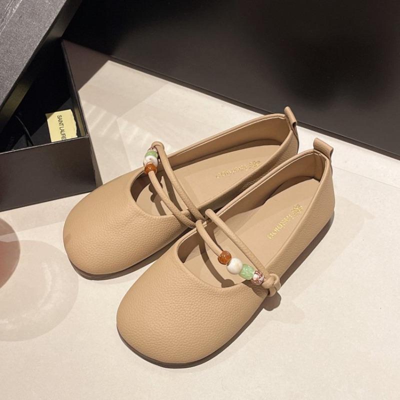 Fashion Flats Women's Summer New Flat Bottom Shallow Mouth Mary Jane Shoes  Versatile Large Size Beanie Shoes Women's Pumps
