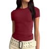 נשים שרוול קצר סוילד סקסי חמוד טי Slim Fit Tight Crop-Top חולצה
