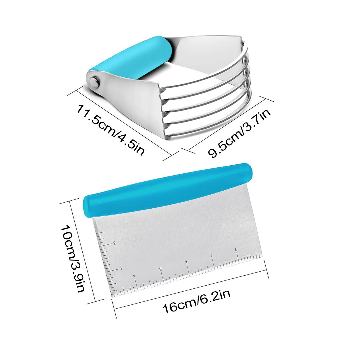 

Leeseph из нержавеющей стали, блендер, резак и набор скребков для теста, многофункциональный кухонный инструмент, необходимый для выпечки, обработка теста синий