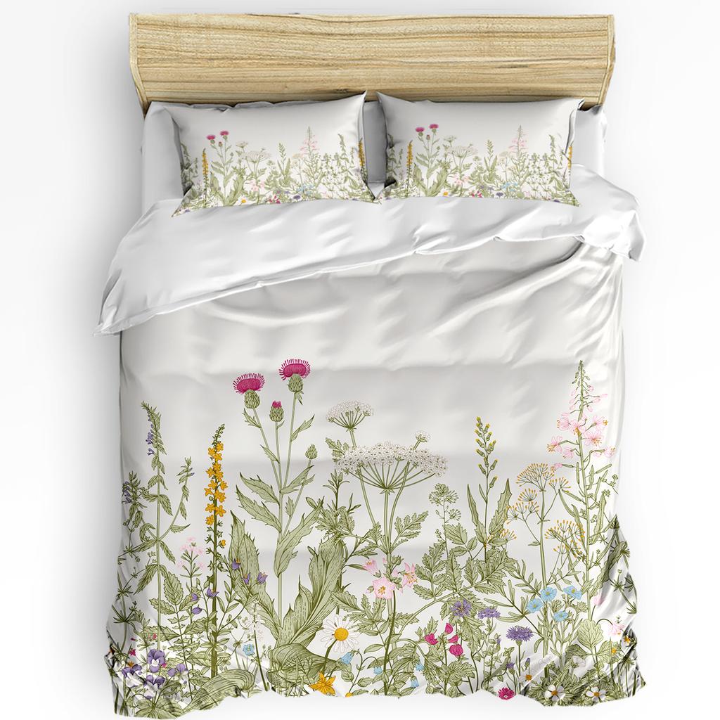 Vintage Herb Plant Flower Duvet Cover With Pillow Case Custom Comforter 3pcs Bedding Set Quilt Cover Double Bed Home Textile